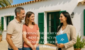 Property owner meeting with a villa rental agency in Menorca to discuss holiday rental options